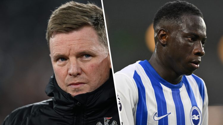 Eddie Howe managing Newcastle United. Yankuba Minteh playing for Brighton.