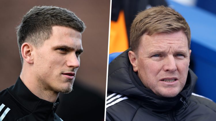 Sven Botman in Newcastle United training, Eddie Howe managing Newcastle United against Brighton