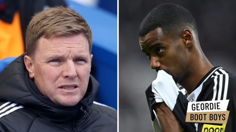 Eddie Howe managing Newcastle United. Alexander Isak playing for Newcastle United.