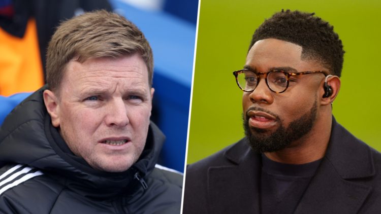 Eddie Howe managing Newcastle United against Brighton, Micah Richards doing punditry