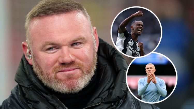 Wayne Rooney doing punditry, Alexander Isak celebrates, Erling Haaland claps the fans