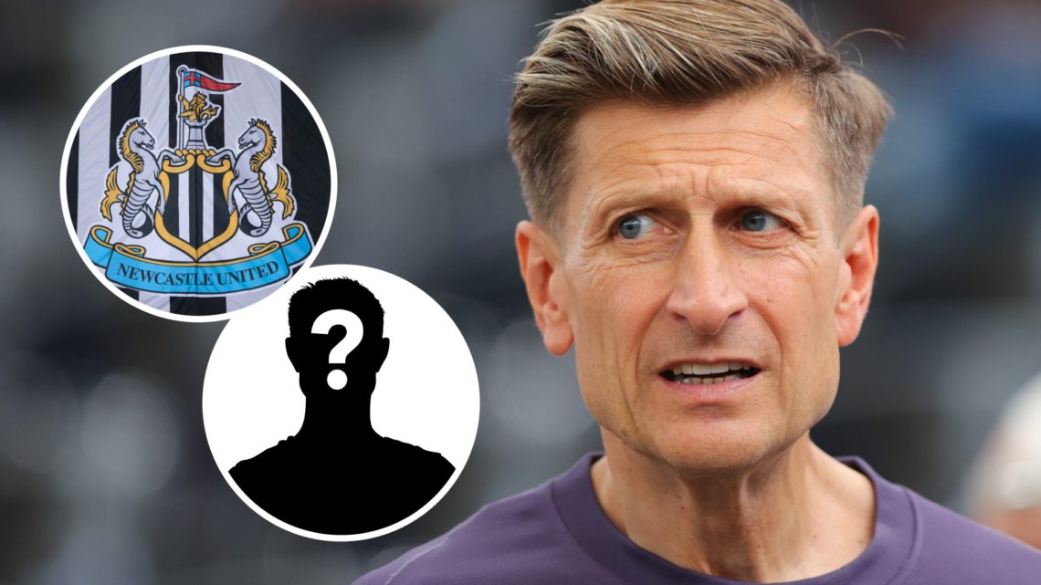 Crystal Palace owner Steve Parish watching England, Newcastle United badge, mystery player