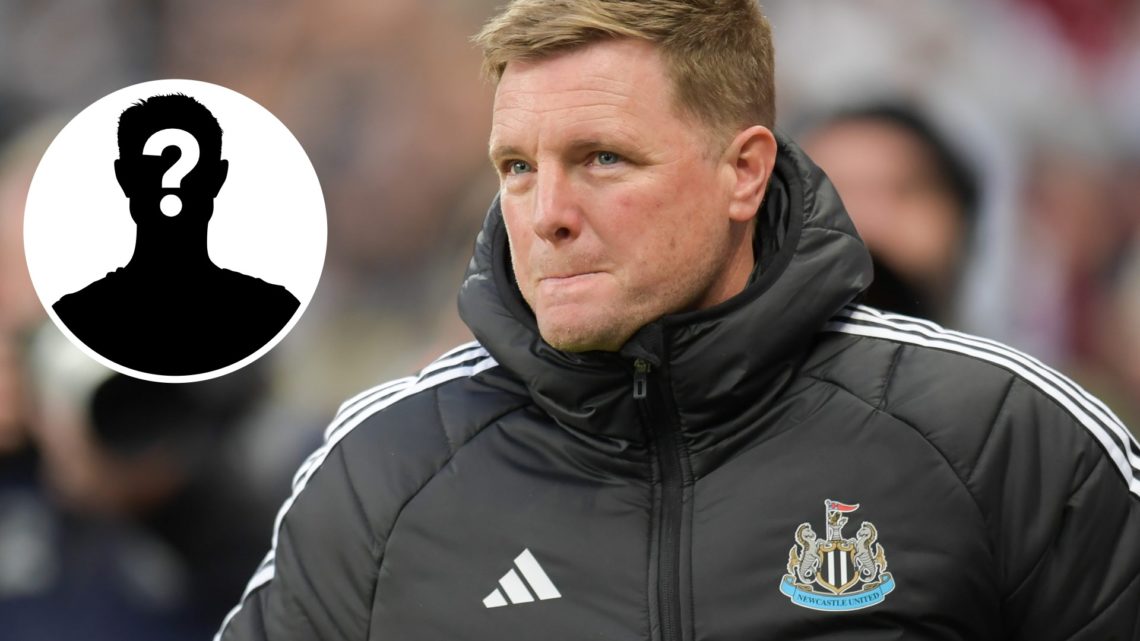 Newcastle United manager Eddie Howe with a mystery player inset.