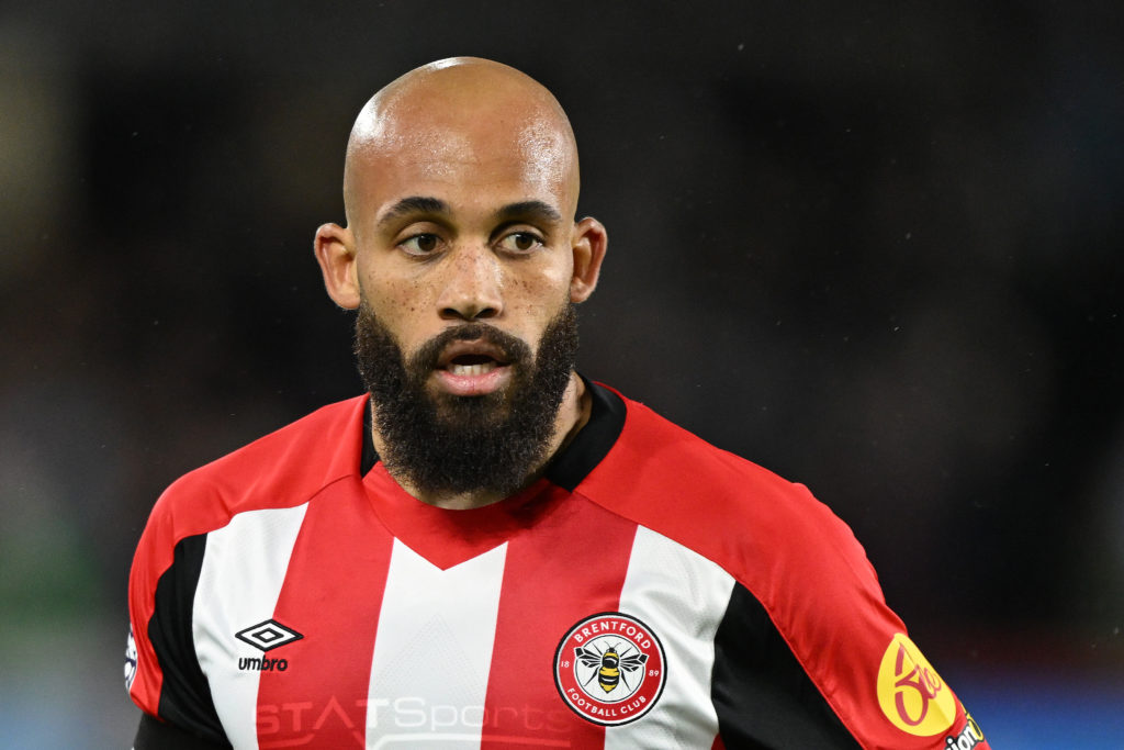 Brentford forward Bryan Mbeumo looks on during a Premier League game against Newcastle United.