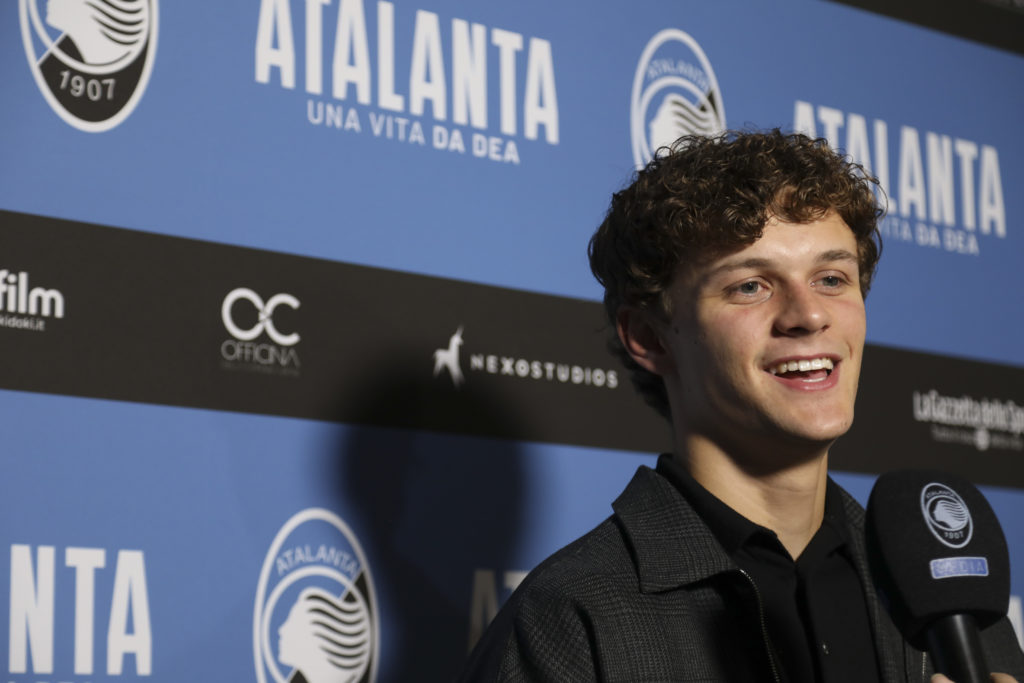 Atalanta defender Giorgio Scalvini during a film premiere.