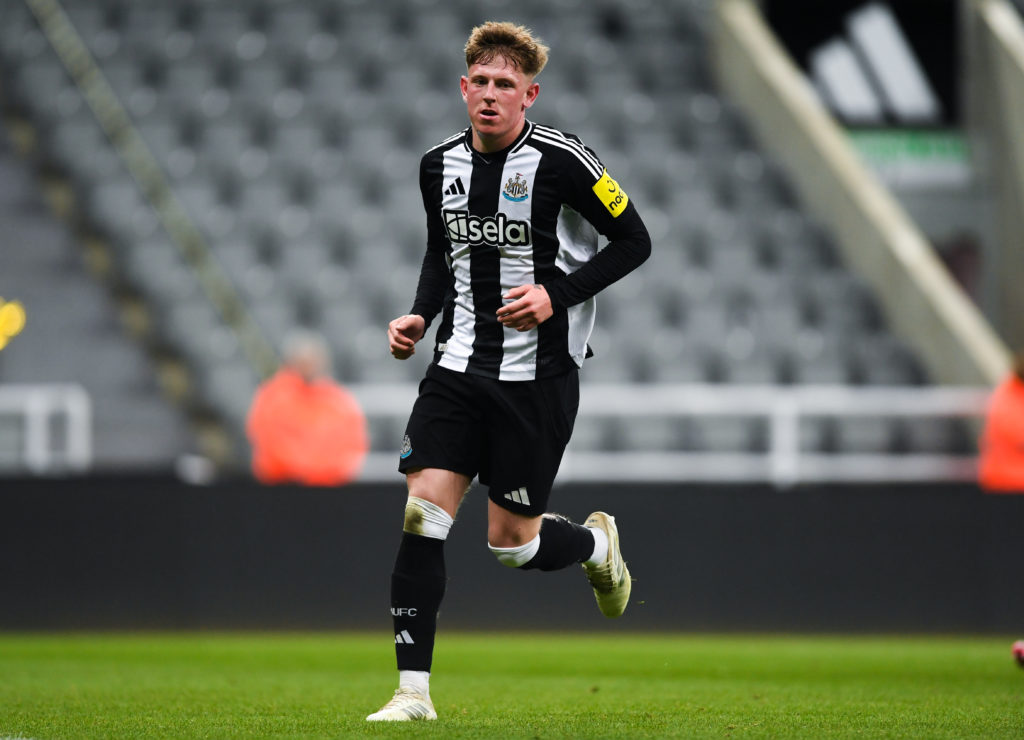 Jay Turner-Cooke playing for Newcastle United U21s against Reading U21s.