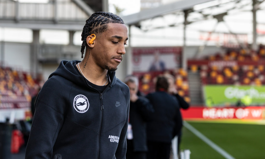 Brighton attacker Joao Pedro arrives at Brentford's stadium ahead of facing them in the Premier League.