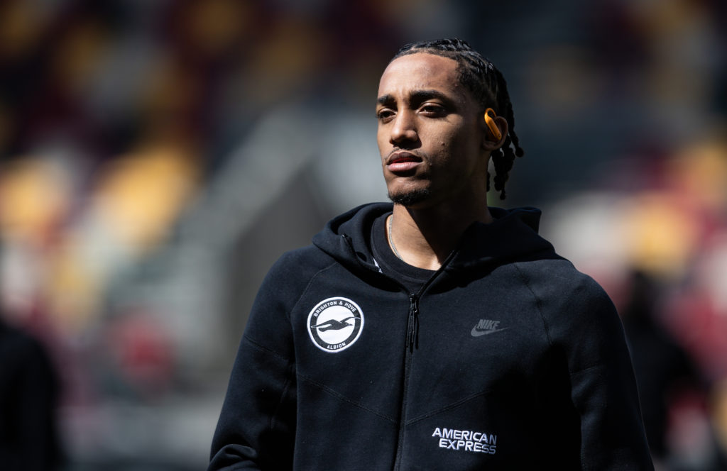 Joao Pedro walks on the pitch before Brighton's Premier League game against Brentford.