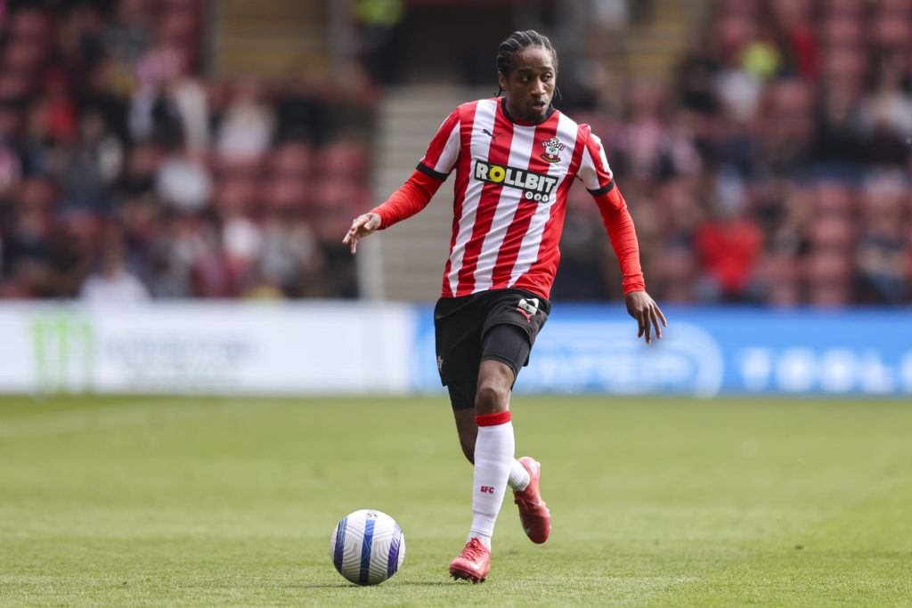 Kyle Walker-Peters pictured running with the ball while playing for Southampton against Fulham in the Premier League.