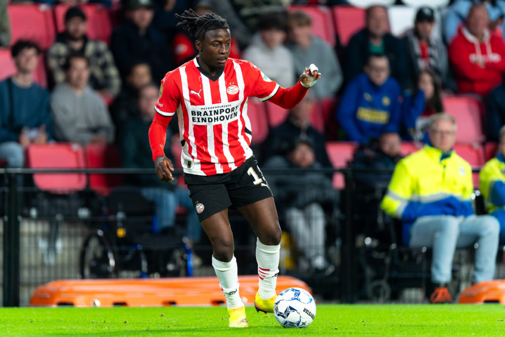 Johan Bakayoko pictured running with the ball while playing for PSV against Fortuna Sittard.