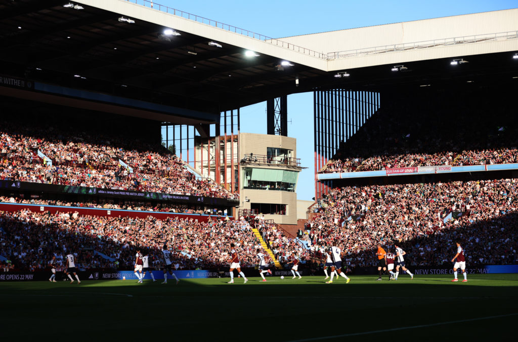 A general view of fans at Villa Park during a Premier League game between Aston Villa and Tottenham Hotspur.