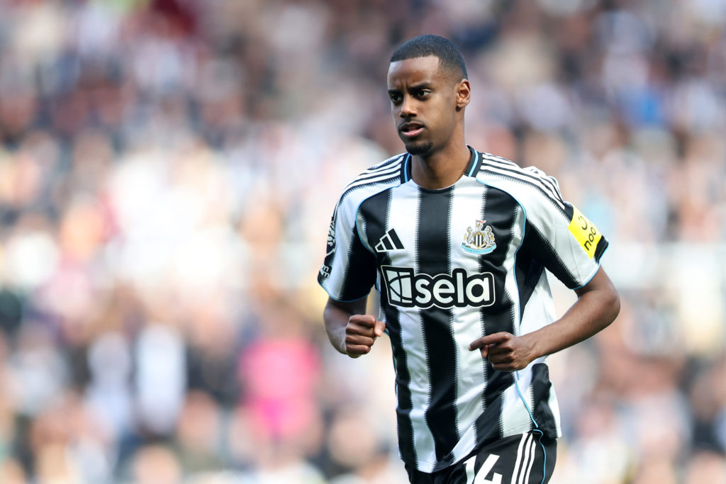 Newcastle United striker Alexander Isak playing against Everton at St James' Park in the Premier League.