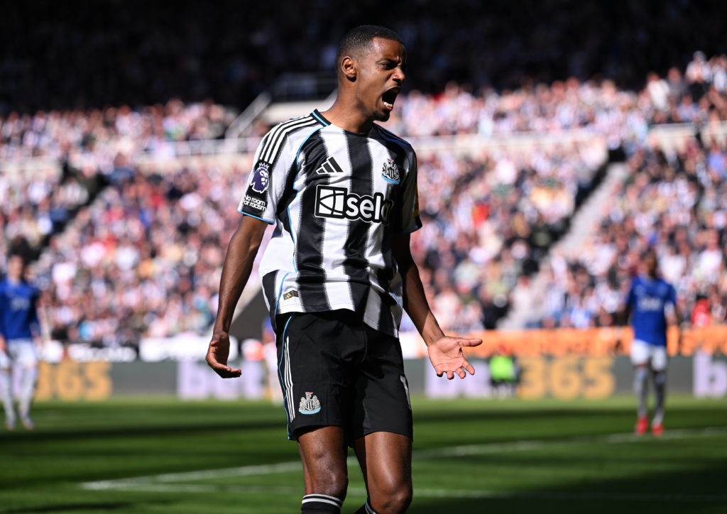 Alexander Isak reacts during a Newcastle United game against Everton in the Premier League.