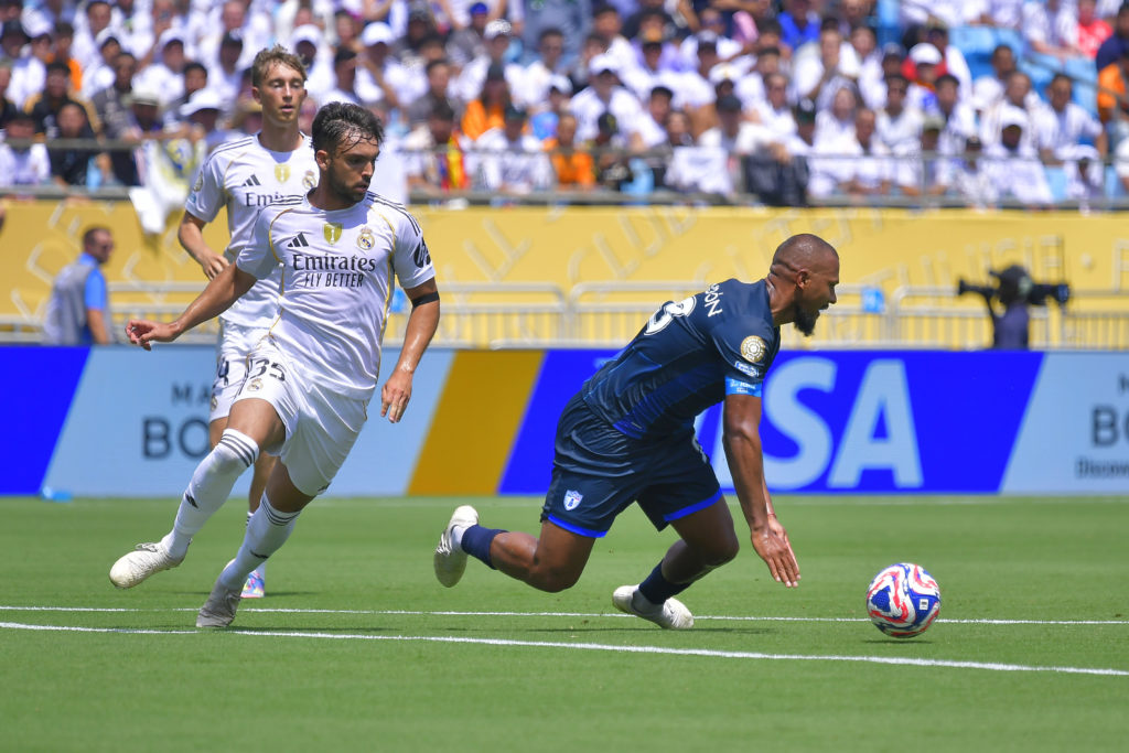 Salomon Rondon playing for Pachuca against Real Madrid in the Club World Cup 2025.