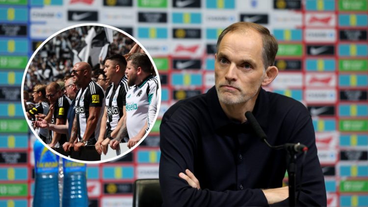 England manager Thomas Tuchel speaks to the media, Newcastle United fans watch their team