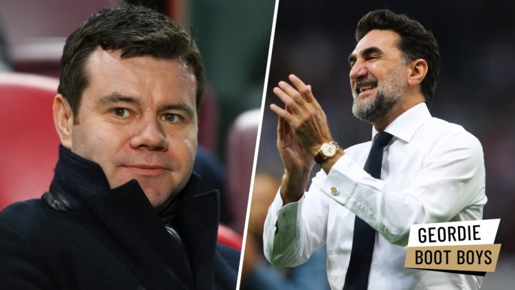 Nottingham Forest sporting director Ross Wilson is seen before a Premier League game. Newcastle United chairman Yasir Al-Rumayyan claps towards fans.