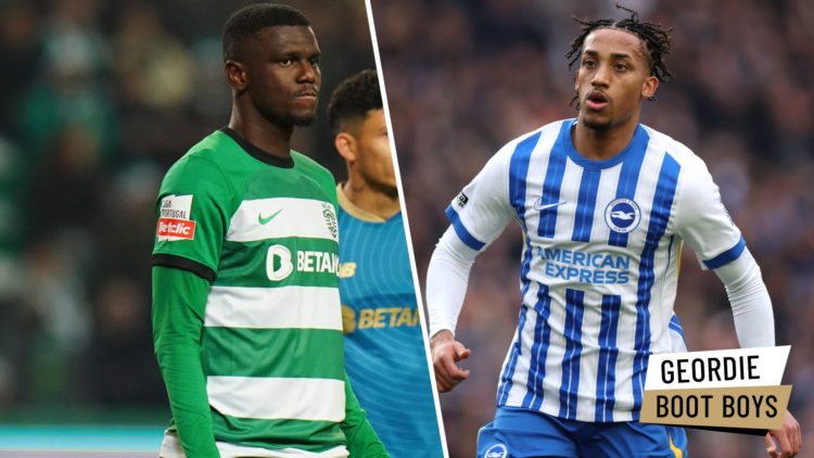 Ousmane Diomande playing for Sporting CP. Joao Pedro playing for Brighton.