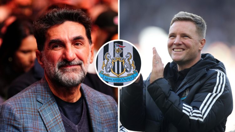 His Excellency Yasir O. Al-Rumayyan looks on during the UFC 309 event at Madison Square Garden. Eddie Howe, Manager of Newcastle United, applauds t...