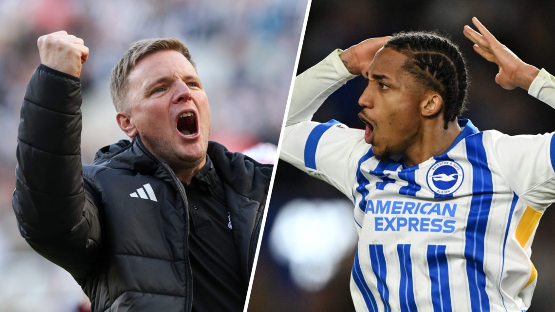 Eddie Howe celebrates qualifying for the Champions League, Joao Pedro celebrates scoring for Brighton