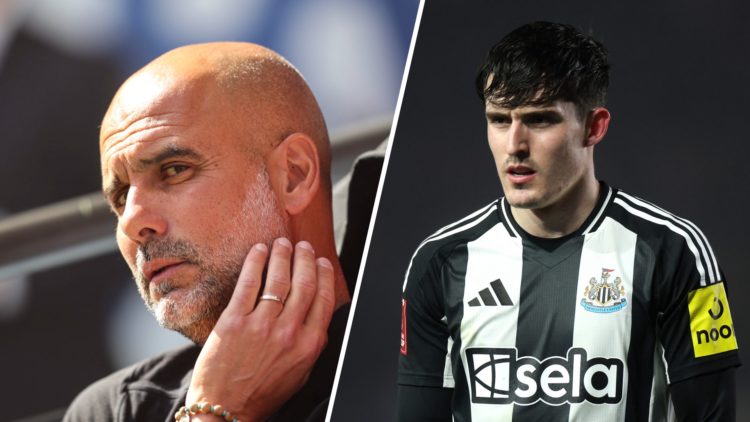 Pep Guardiola managing Manchester City, Tino Livramento playing for Newcastle United