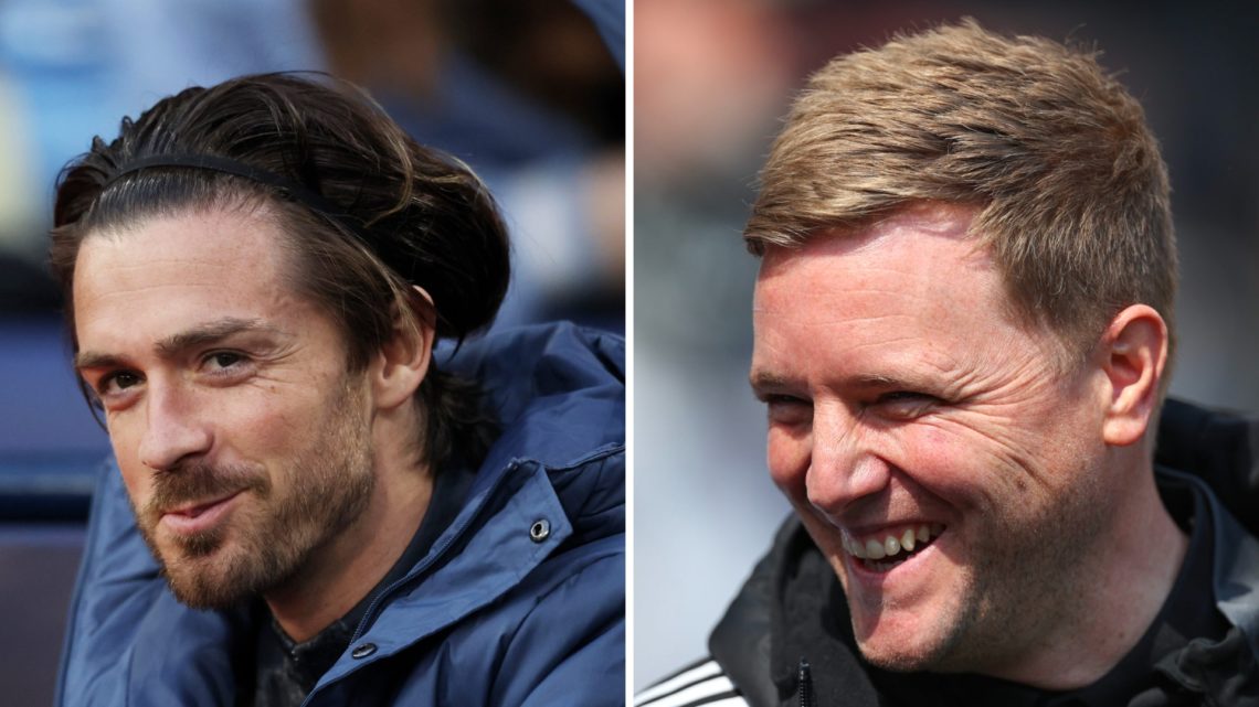 Jack Grealish on the bench for Manchester City against Aston Villa. Eddie Howe smiles before a Newcastle United game.