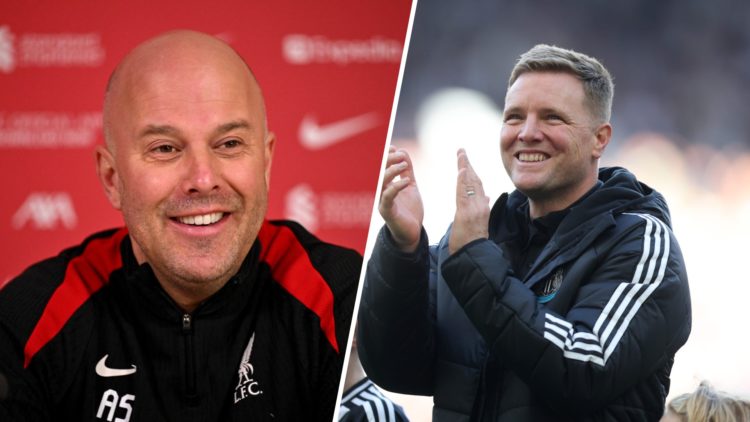 Liverpool manager Arne Slot speaks to the media, Eddie Howe applauds Newcastle United fans