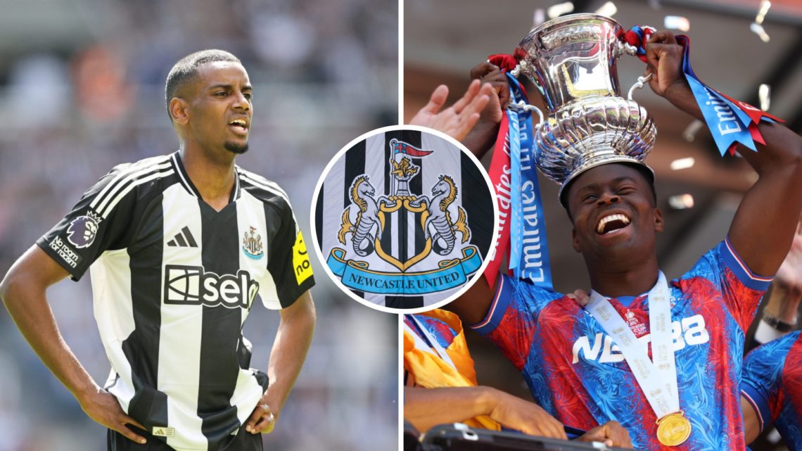 Newcastle United's Alexander Isak in action during the Premier League match between Newcastle United and Chelsea. Marc Guehi of Crystal Palace cele...
