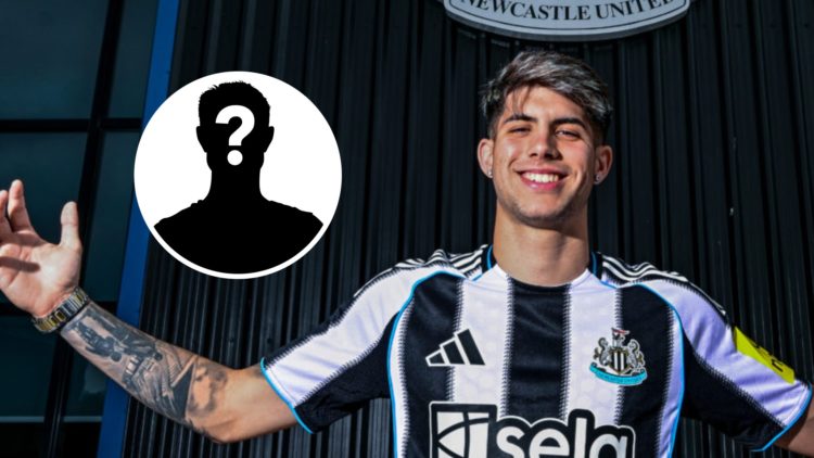 Antonio Cordero poses after signing for Newcastle United, mystery player