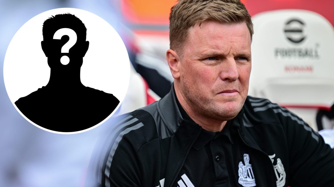 Newcastle United manager Eddie Howe is pictured on the sidelines in a Premier League game against Arsenal.