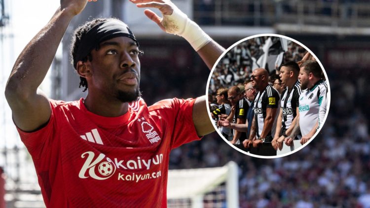 Anthony Elanga gees up the Nottingham Forest fans, Newcastle United supporters watching their team