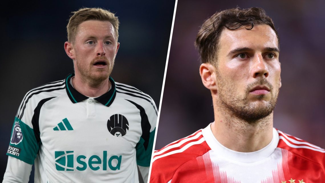 Sean Longstaff playing for Newcastle United, Leon Goretzka playing for Bayern Munich