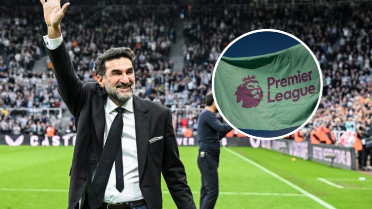 Non-Executive Chairman Yasir Al-Rumayyan waves to the fans during the Premier League match between Newcastle United and Leicester City. Inset: the ...