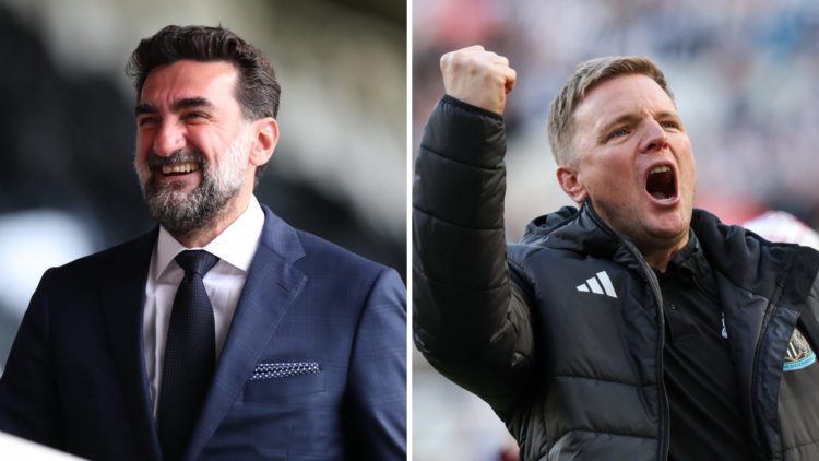 Newcastle United chairman Yasir Al-Rumayyan arrives at St James' Park, Eddie Howe celebrates Newcastle United qualifying for the Champions League