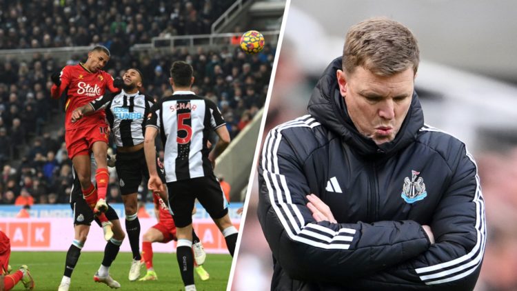 Joao Pedro scores against Newcastle United for Watford in 2022, Eddie Howe managing Newcastle United