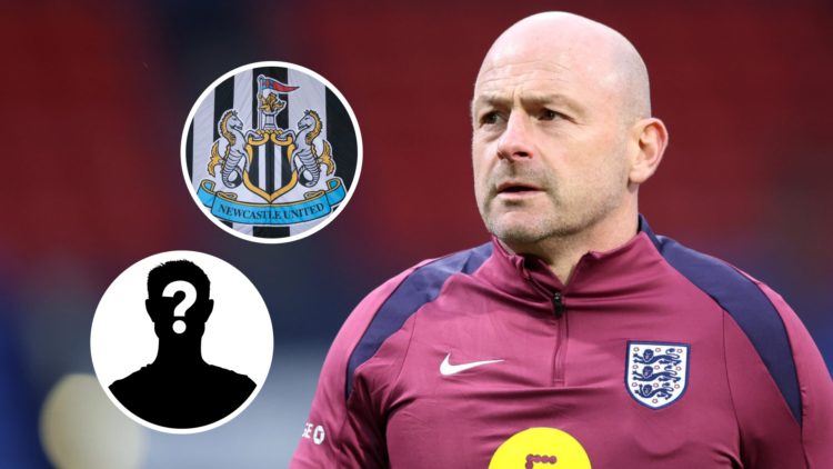 Lee Carsley, Manager of England looks on prior to the UEFA U21 Euro 2025 Qualifier match between England and Luxembourg. Inset: the Newcastle Unite...