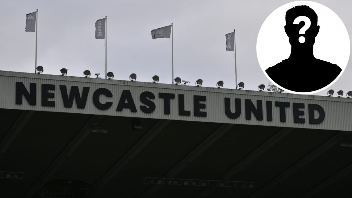 A general view inside Newcastle United's St James' Park. Inset, mystery player graphic.