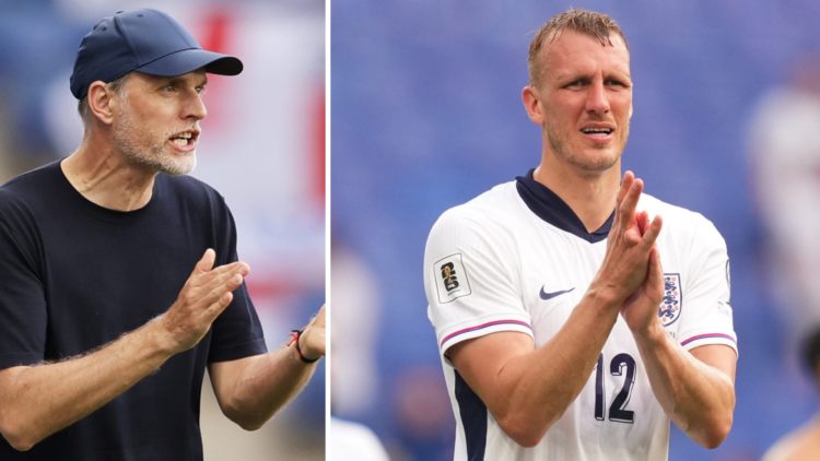Thomas Tuchel claps on the touchline during England vs Andorra. Dan Burn applauds supporters after England beat Andorra.