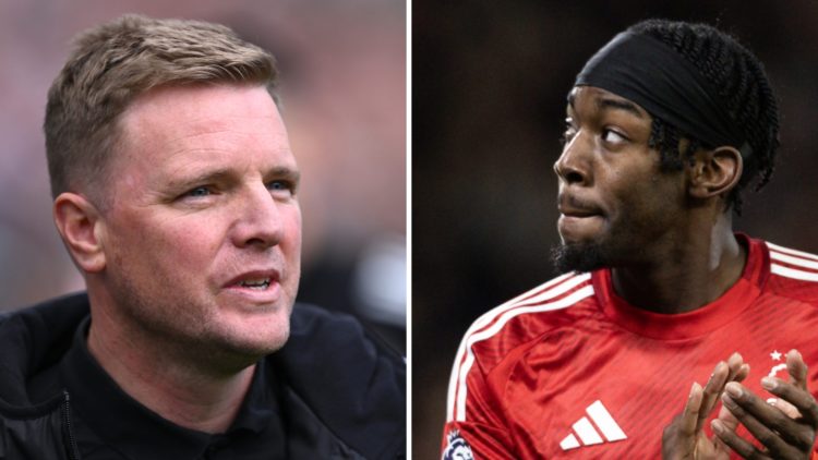 Newcastle head coach Eddie Howe looks on during the Premier League match between Newcastle United FC and Everton FC at St James' Park. Nottingham F...