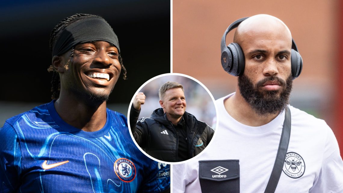 Noni Madueke smiles while playing for Chelsea, Bryan Mbeumo arrives ahead of playing for Brentford, Eddie Howe celebrates Champions League qualific...