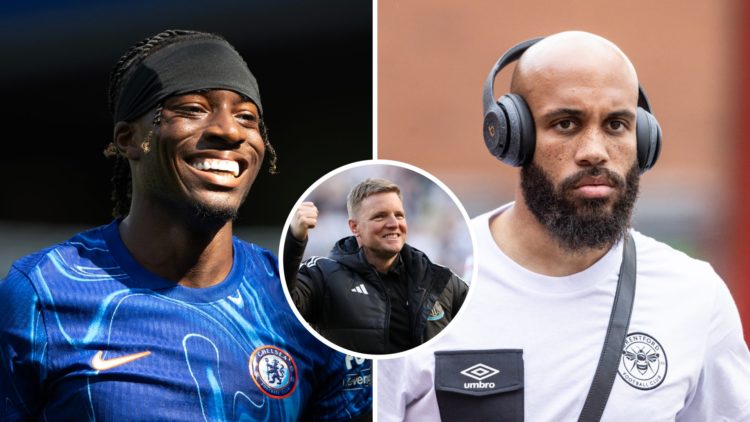 Noni Madueke smiles while playing for Chelsea, Bryan Mbeumo arrives ahead of playing for Brentford, Eddie Howe celebrates Champions League qualific...