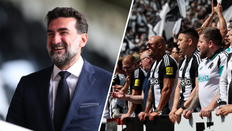 Newcastle United chairman Yasir Al-Rumayyan arrives at St James' Park, Newcastle United fans cheer on their team