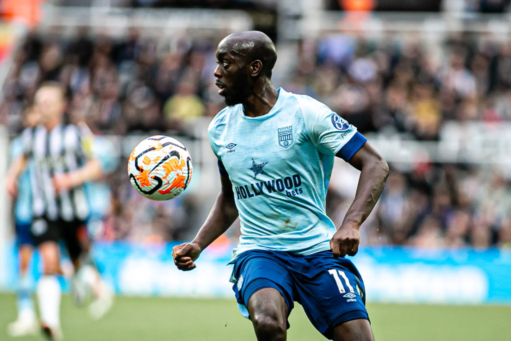 Yoane Wissa in action for Brentford against Newcastle United at St James' Park.