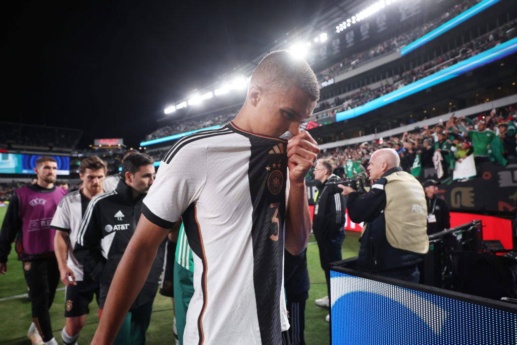 Malick Thiaw walks off the pitch after an international game between Germany and Mexico