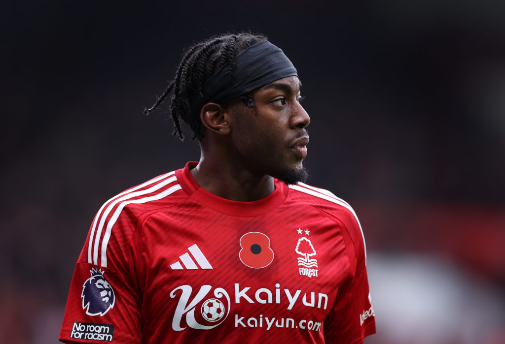 Anthony Elanga playing for Nottingham Forest against Newcastle United.