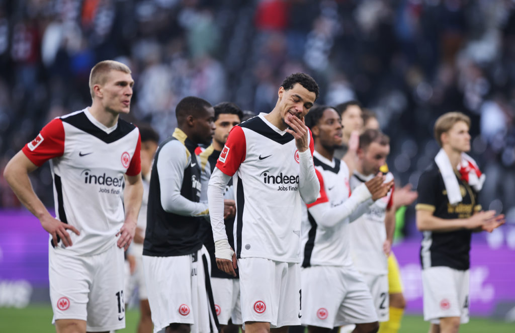 Hugo Ekitike looks on after Eintracht Frankfurt's Bundesliga game against Union Berlin.