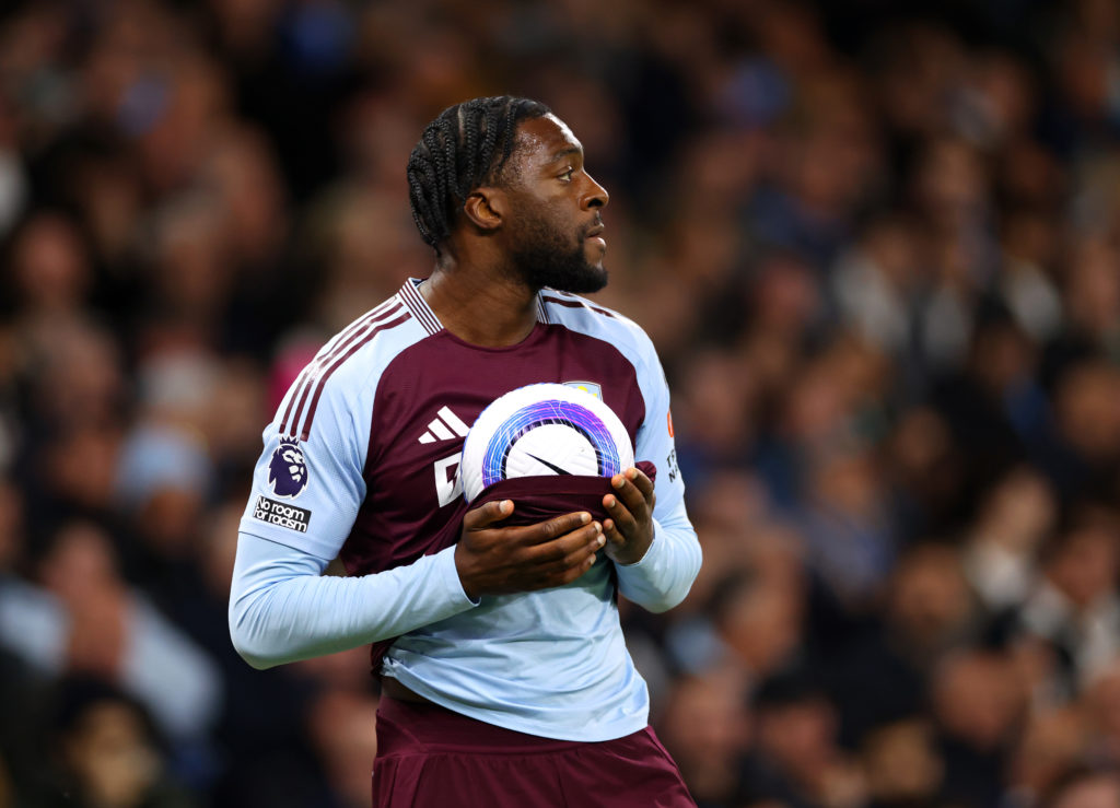 Axel Disasi during a Premier League game between Manchester City and Aston Villa.