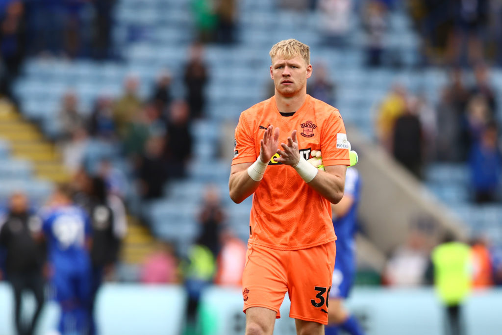 Aaron Ramsdale claps the fans after Southampton's Premier League game against Leicester City.