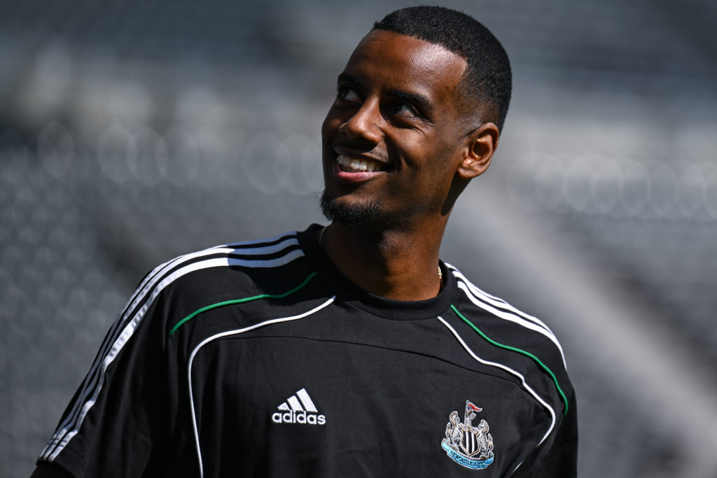 Alexander Isak arrives at St James' Park ahead of a Premier League game between Newcastle United and Chelsea.