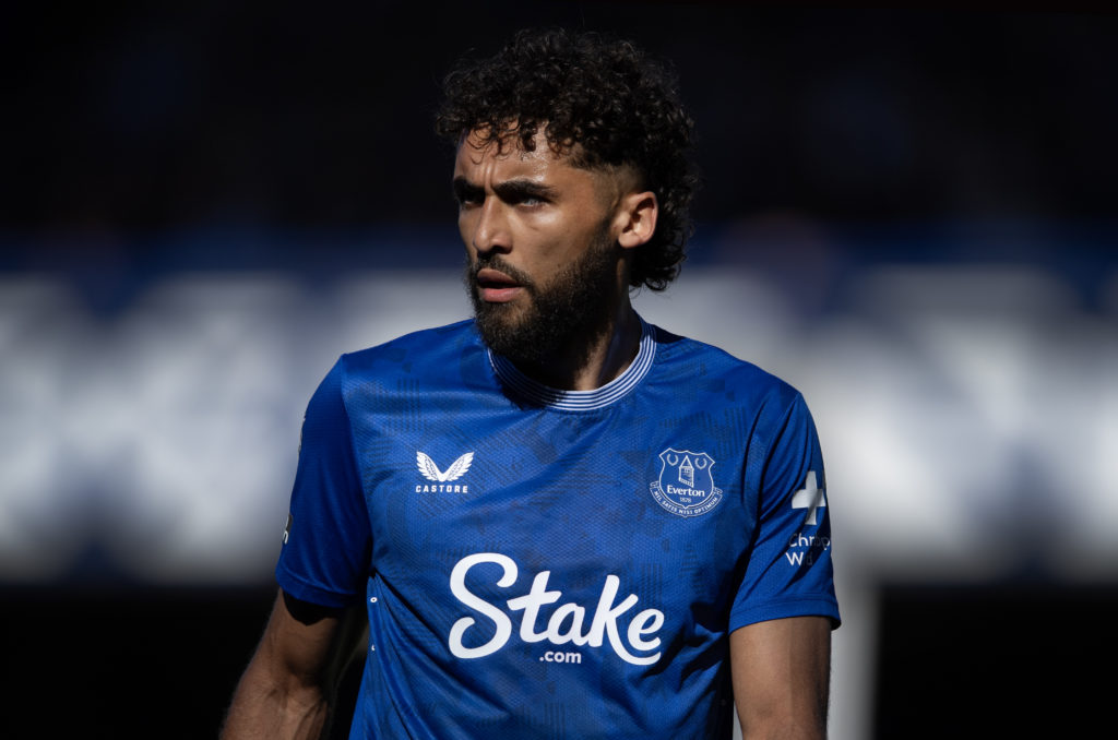 Dominic Calvert-Lewin playing for Everton against Ipswich Town in the Premier League.
