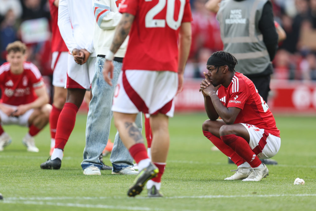 Anthony Elanga reacts after Nottingham Forest lose in the Premier League to Chelsea.